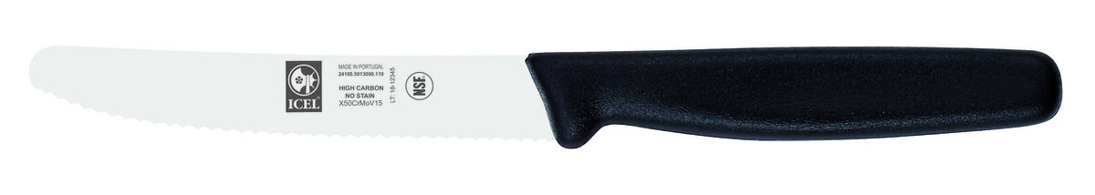 Confezione 1 pezzo COLTELLO OFFICE 11CM DENTATO MANICO NERO