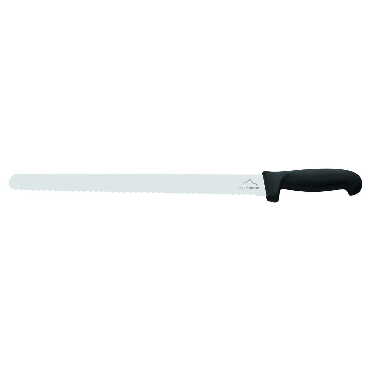 Confezione 1 pezzo COLTELLO TAGLIO 30  CM DENTATO MANICO NERO