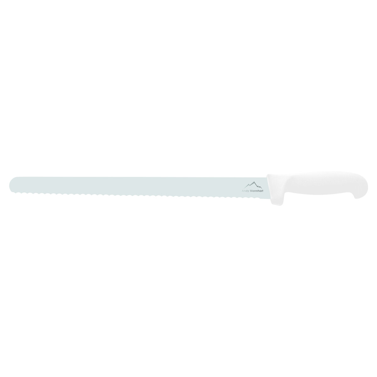 Confezione 1 pezzo COLTELLO TAGLIO 30  CM DENTATO MANICO BIANCO