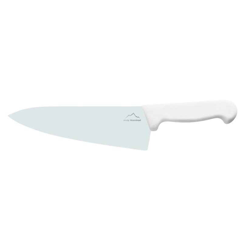 Confezione 1 pezzo COLTELLO CHEF 20  CM LAM LARG MANICO BIANCO