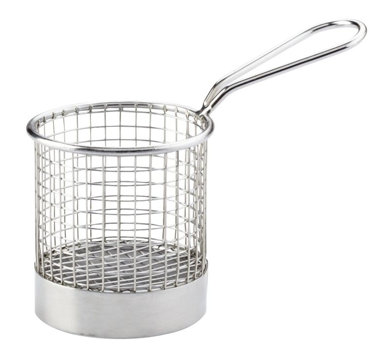 Confezione 12 pezzi CESTINO PER PATATINE FILO INOX D8CM