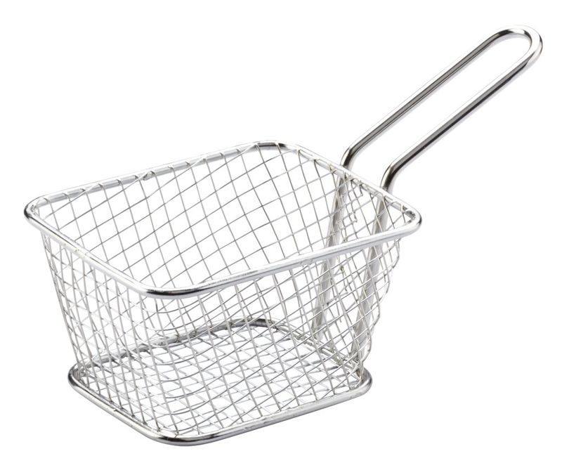 Confezione 12 pezzi CESTINO PER PATATINE FILO INOX QUADRO 10  CM