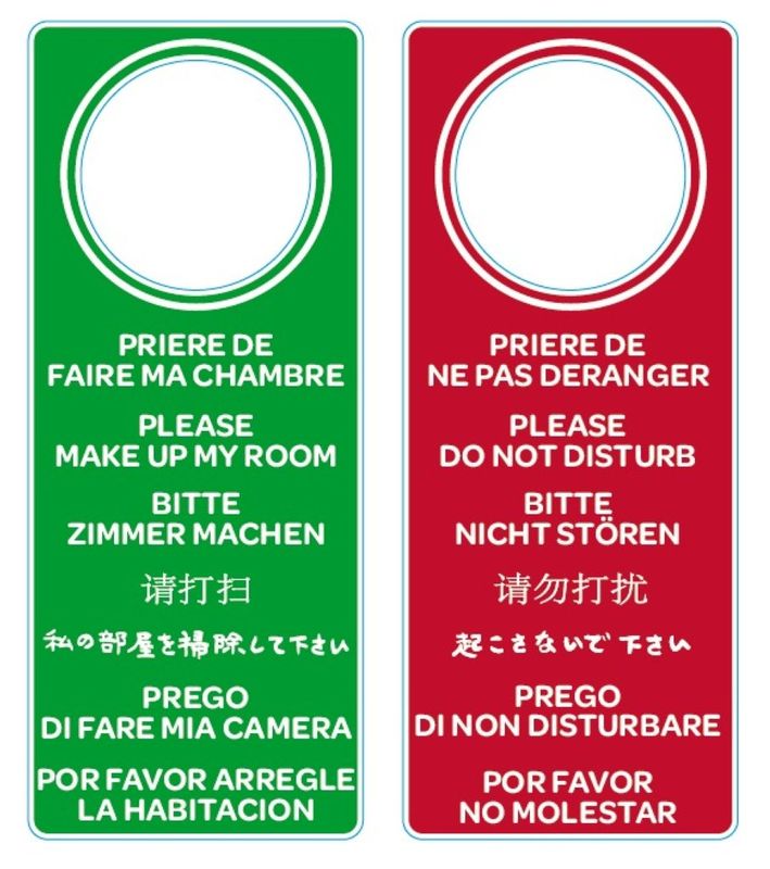 Confezione 1 pezzo CONF..10 CARTELLI PORTA CAMERE 6 LINGUE