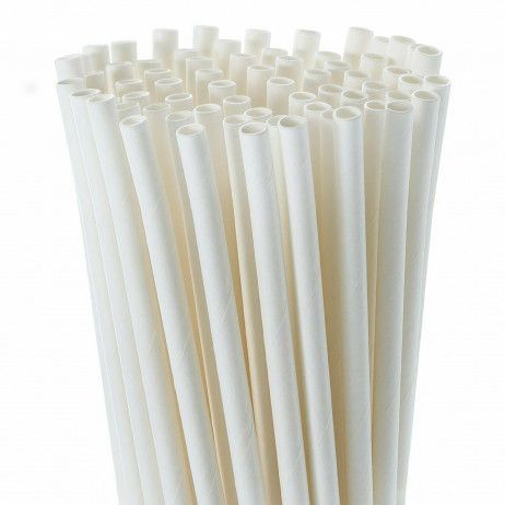 Confezione 1 pezzo P250 CANNUCCE CARTA BIANCHE 19,7CM D0,6CM