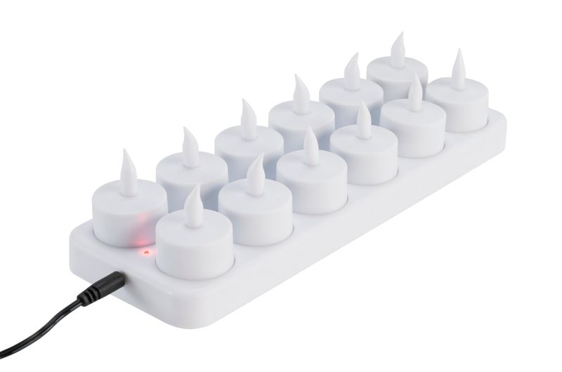Confezione 1 pezzo CONF.12 LUMINI LED CON BASE RICARICA + CANDELIERE ECO
