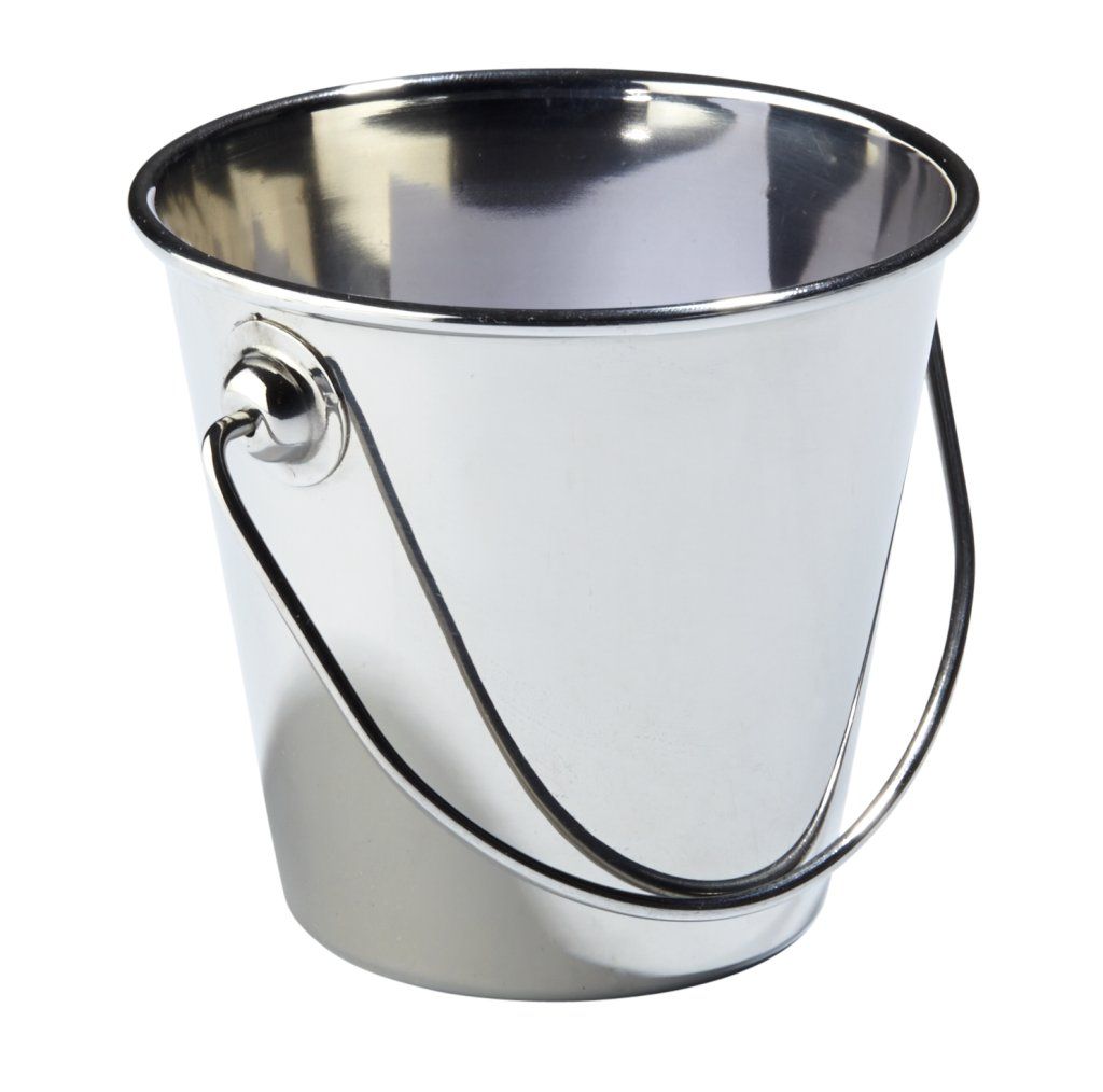 Confezione 6 pezzi MINI SECCHIO INOX C/MAN. 9CM H8,5CM