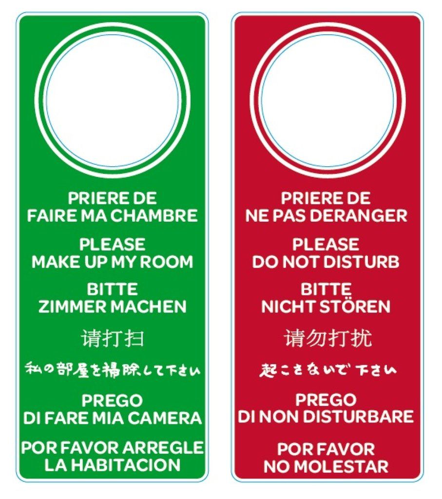 Confezione 1 pezzo CONF..10 CARTELLI PORTA CAMERE 6 LINGUE