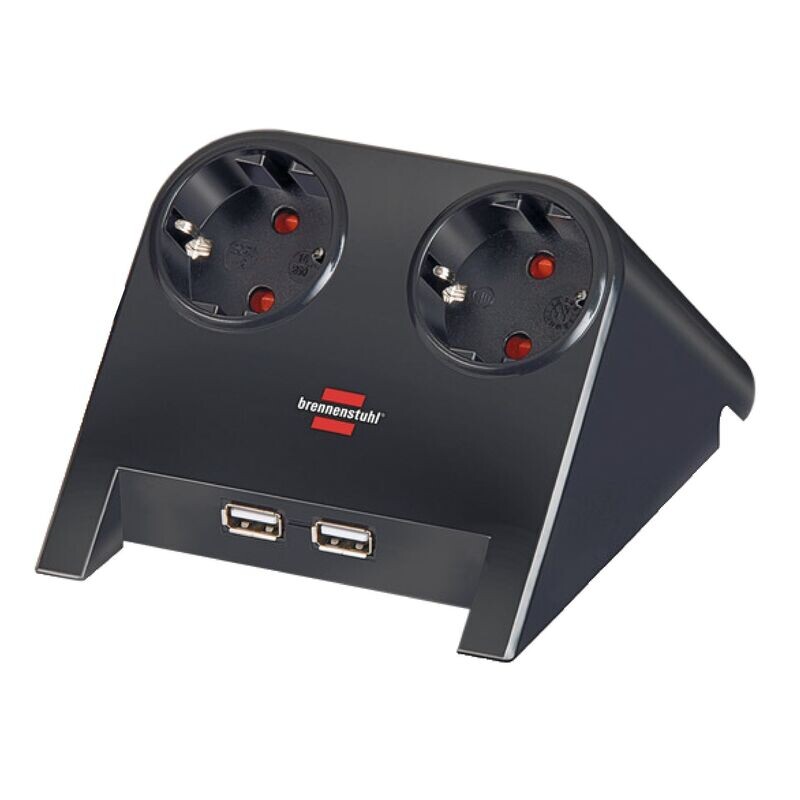 20500860 - Brennenstuhl ​ USB مشترك كمبيوتر كهرباء 2 فتحة 1.8 متر + 2​