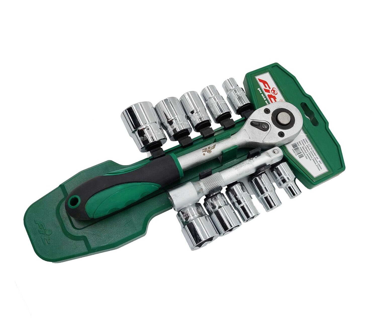 49000750 - FIT طقم لقم رباط 2/1" مسدس 12 قطعة كروم فانديوم من 8مم 27-مم