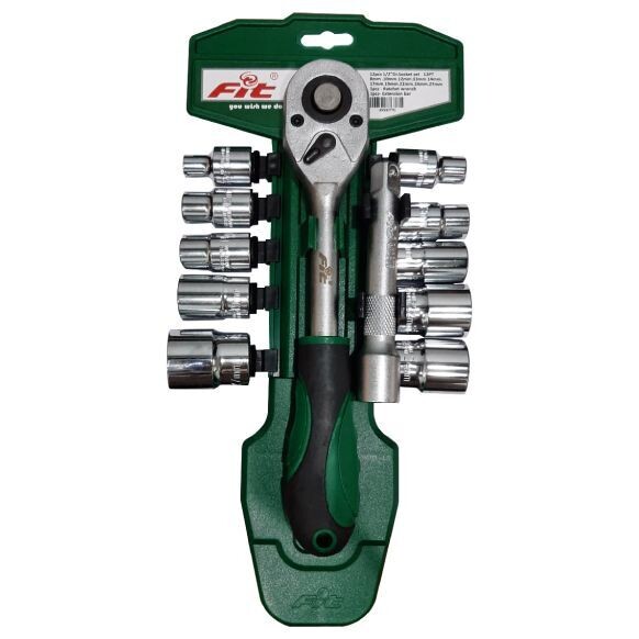 49000770 - FIT طقم لقم رباط 2/1" مشرشر 12 قطعة كروم فانديوم من 8مم -27مم