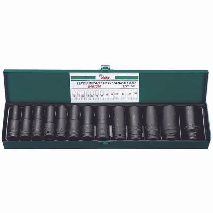 69232400 - HANS طقم لقم  2/1" اسود تصادمية  طويلة 13 ق من 10 مم الى 30 مم 84613M
