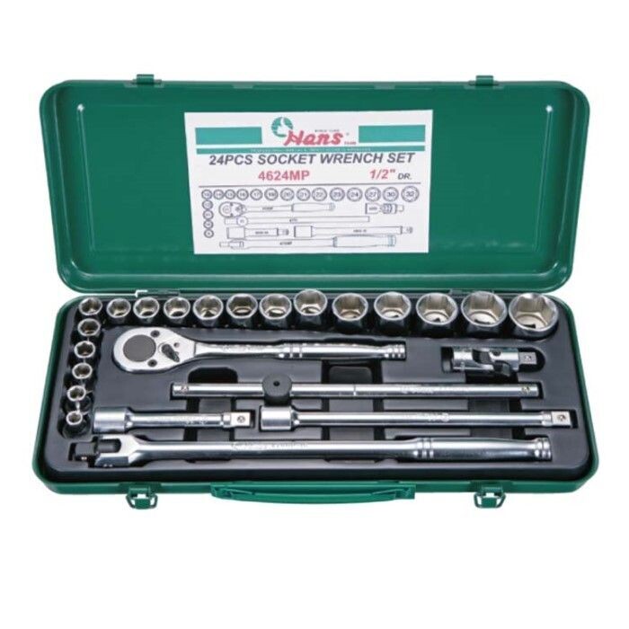 69231500 - HANS طقم لقم 2/1" 24 ق شنطة صاج من  8 مم الى 32 مم 4624MP