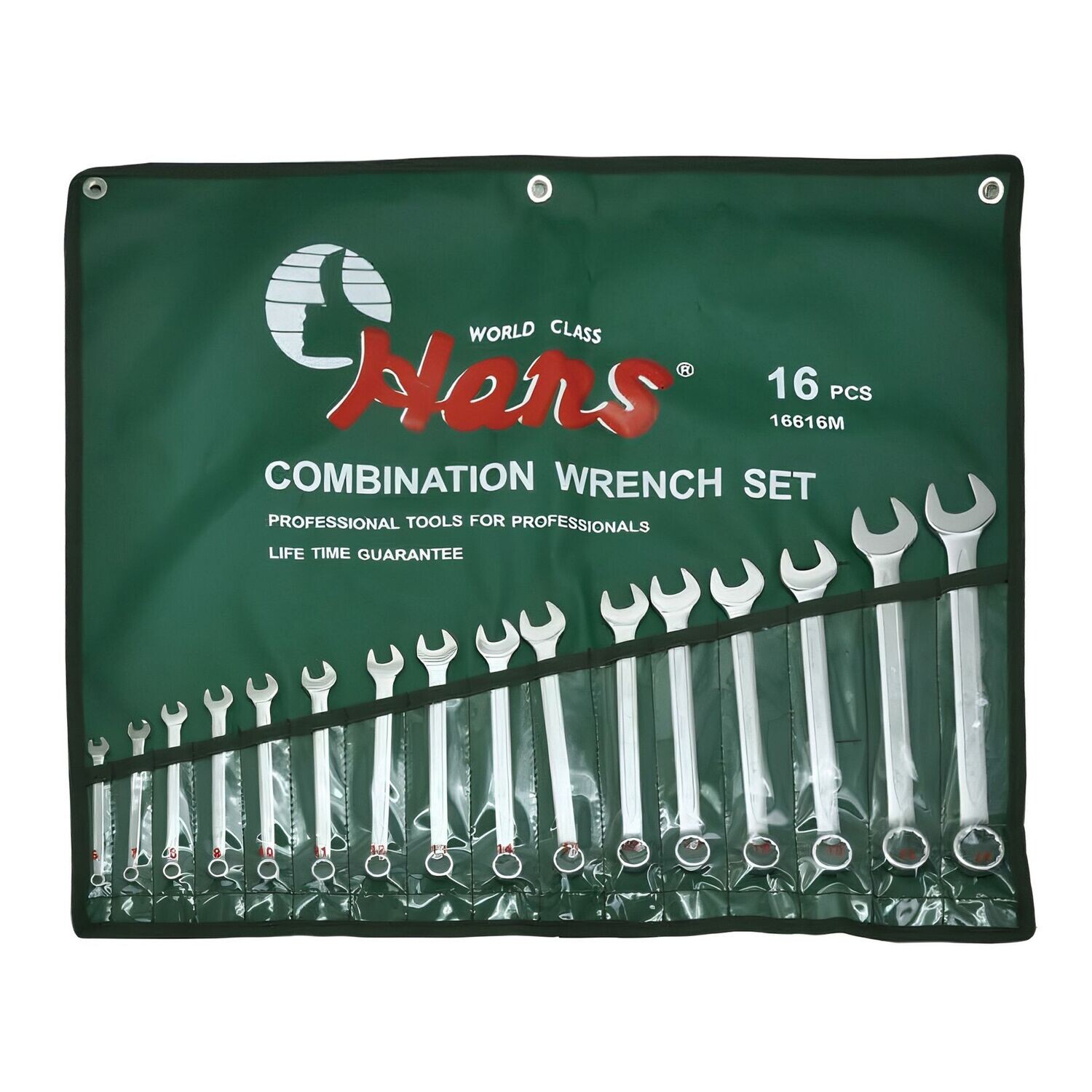 69354000 - HANS طقم مفتاح بلدى مشرشر كروم  16 ق بالبوصة من 4/1" الى 1.25" 16616A