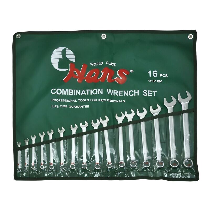 69354000 - HANS طقم مفتاح بلدى مشرشر كروم  16 ق بالبوصة من 4/1" الى 1.25" 16616A