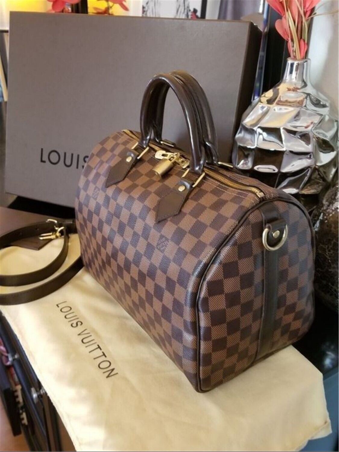 AUTHENTIC Louis Vuitton Speedy 30 Bandouliere Damier Ebene - LV Speedy B
