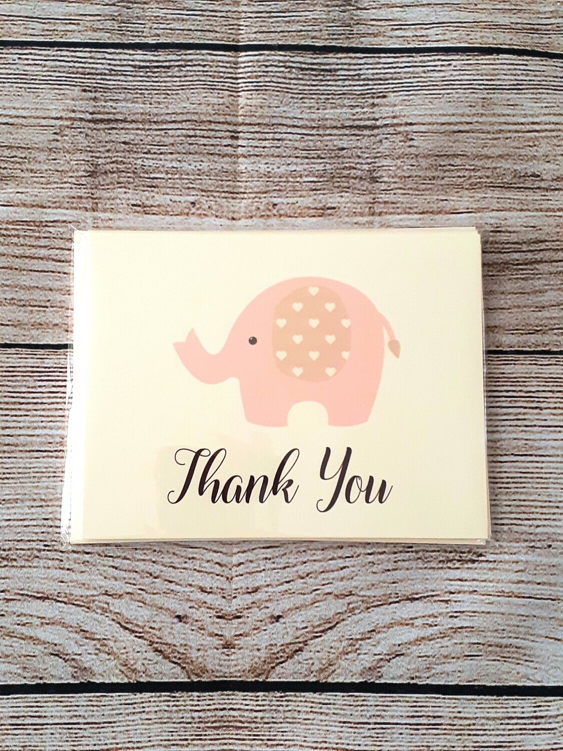 Baby Girl Elephant Thank You Cards