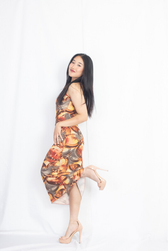 Abstract Bodycon Midi Dress
