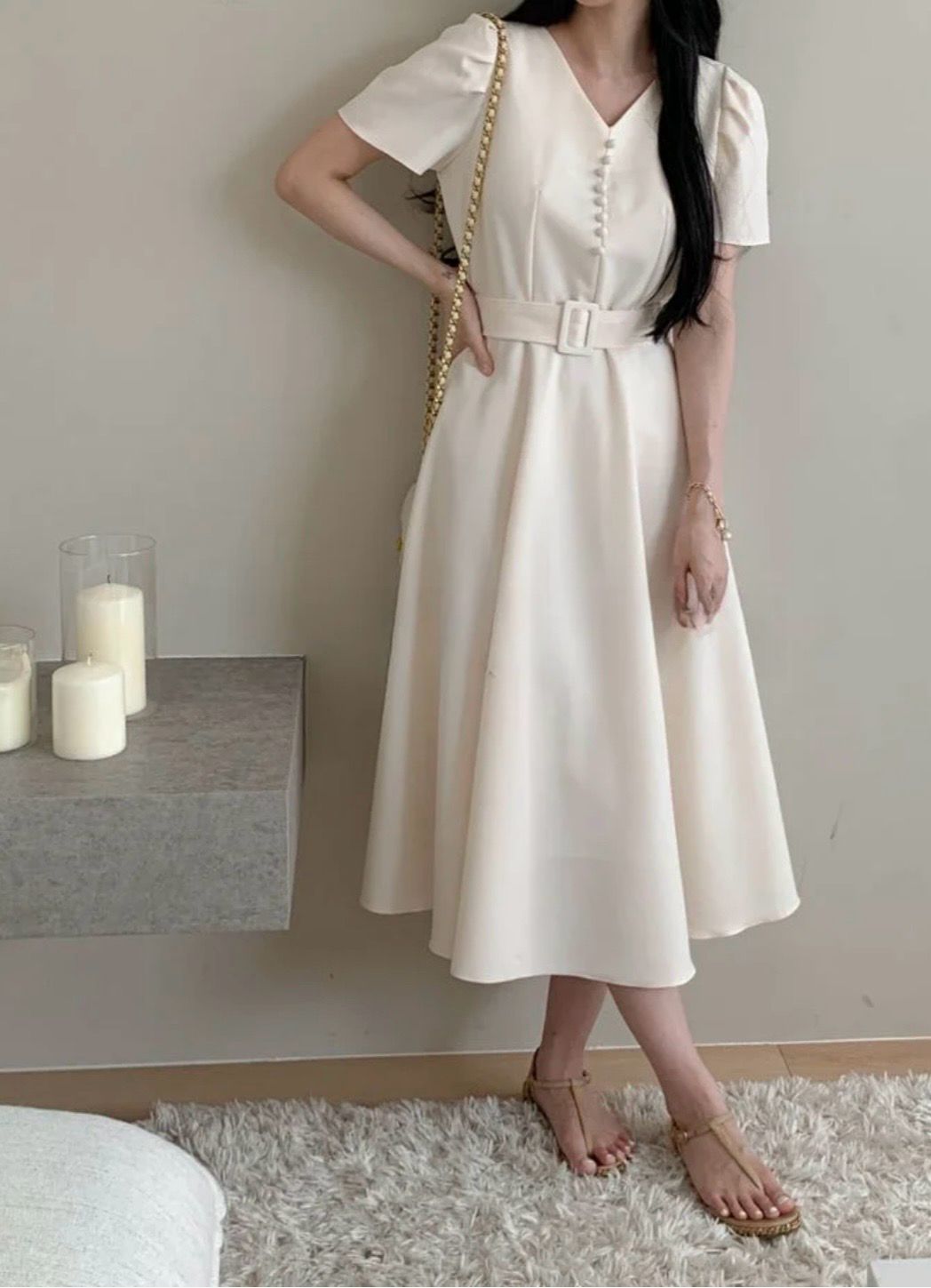 VNECK MIDI DRESSES