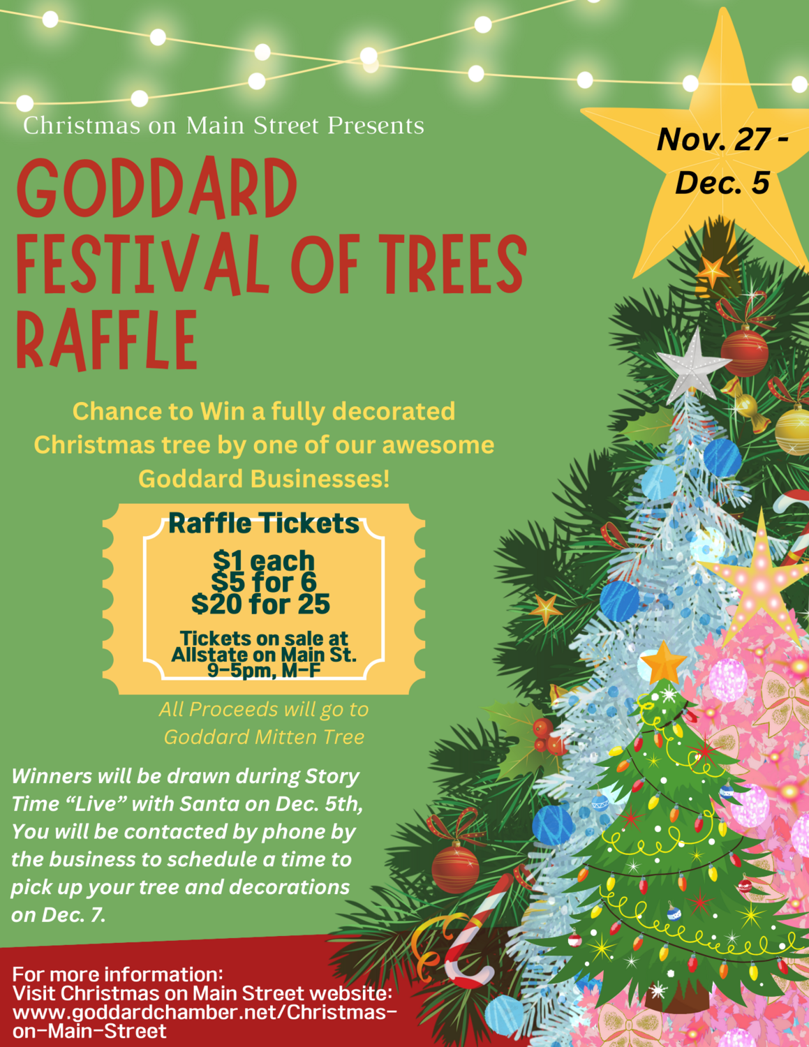 Goddard Festival of Trees Event) Pack of Twenty Five Tickets