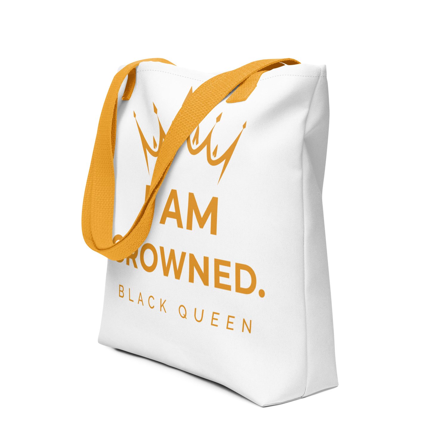 Crowned Black Queen Tote bag (White & Gold)