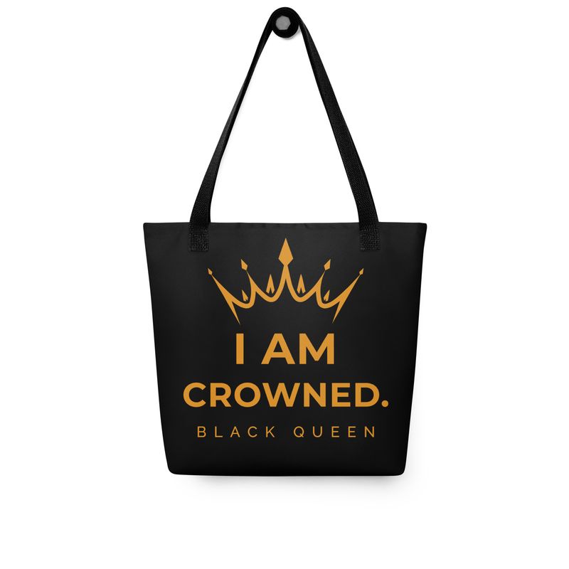 Crowned Black Queen Tote bag (Black & Gold)
