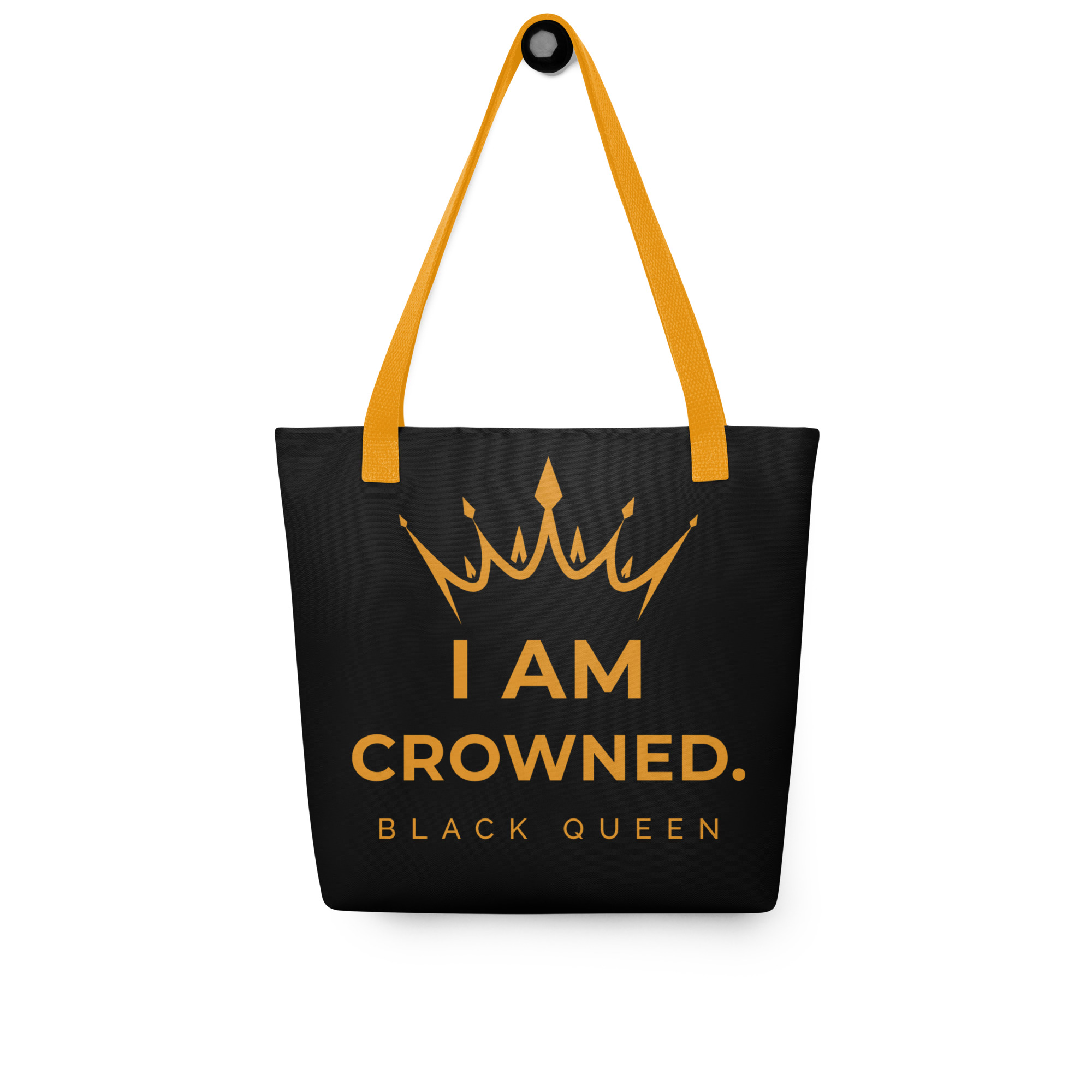 Crowned Black Queen tote bag (black & gold)