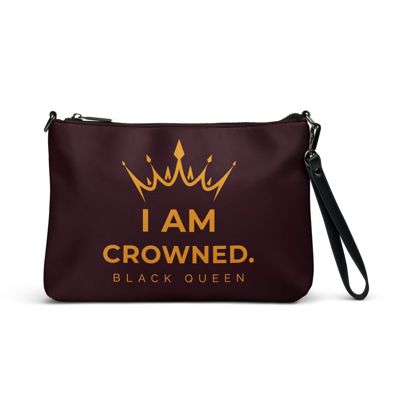 Crowned Black Queen Crossbody bag (Brown & Gold)