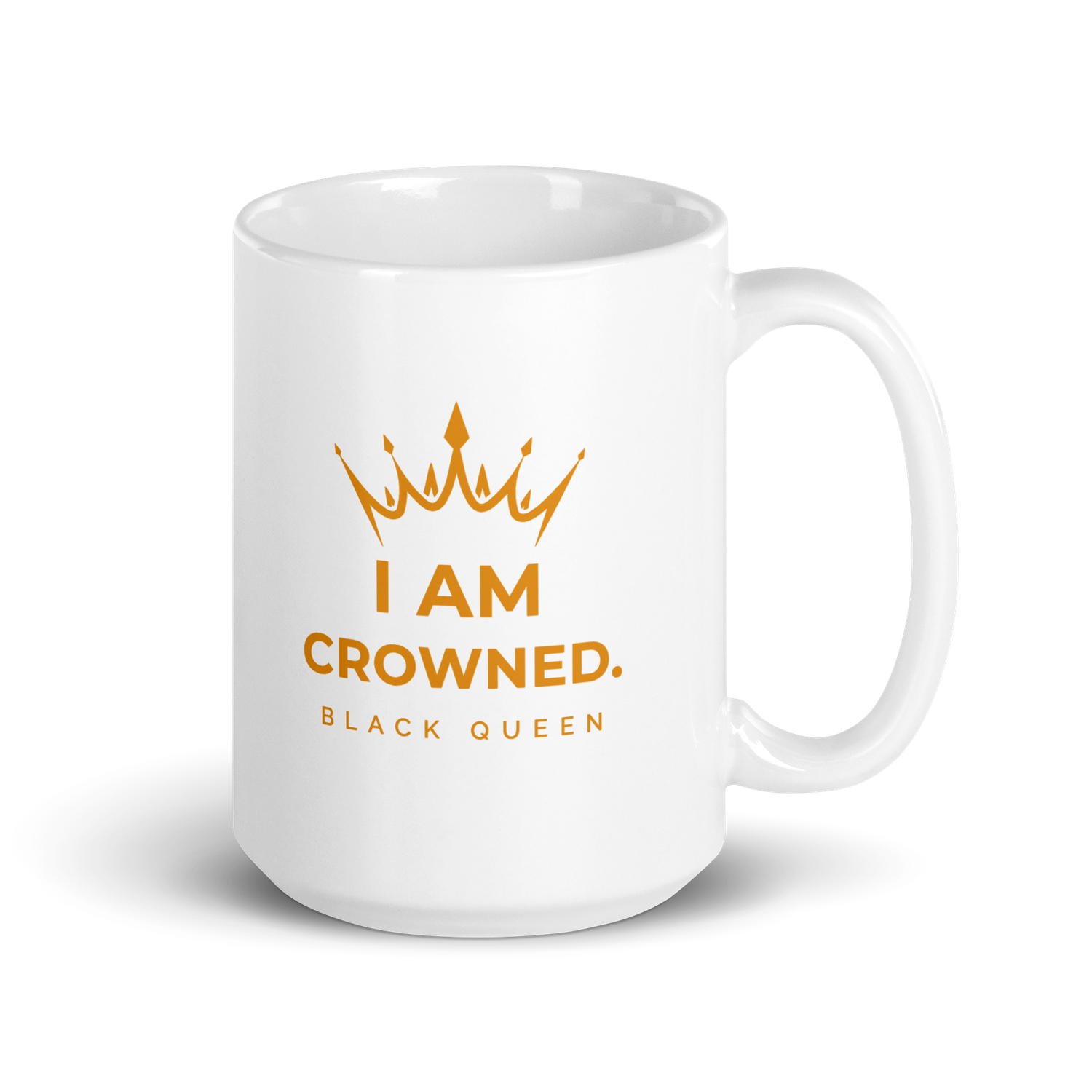 Crowned Black Queen mug (white & gold)
