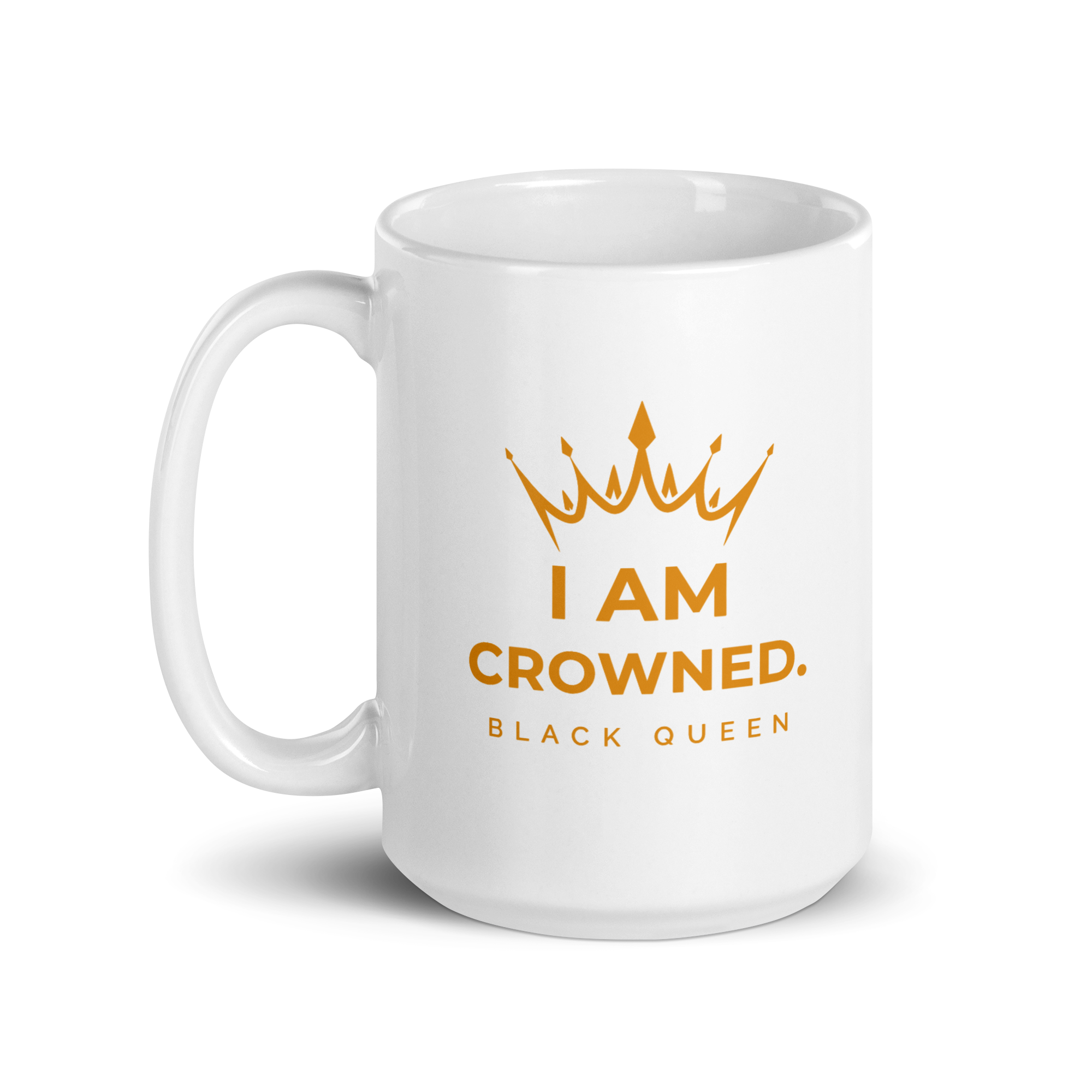 Crowned Black Queen mug (white & gold)