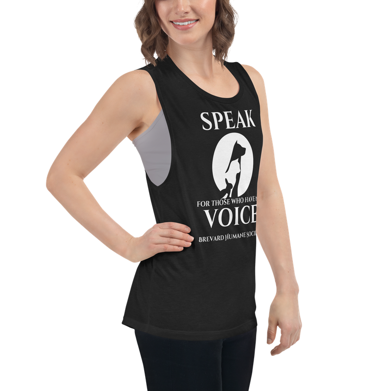 "Speak for those who have no voice" Black Muscle Tank