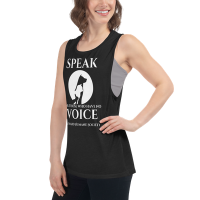 "Speak for those who have no voice" Black Muscle Tank