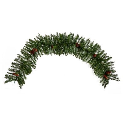 6' Mixed Alaskan Pines And Pinecones Artificial Christmas Garland 50 Warm White LED Lights