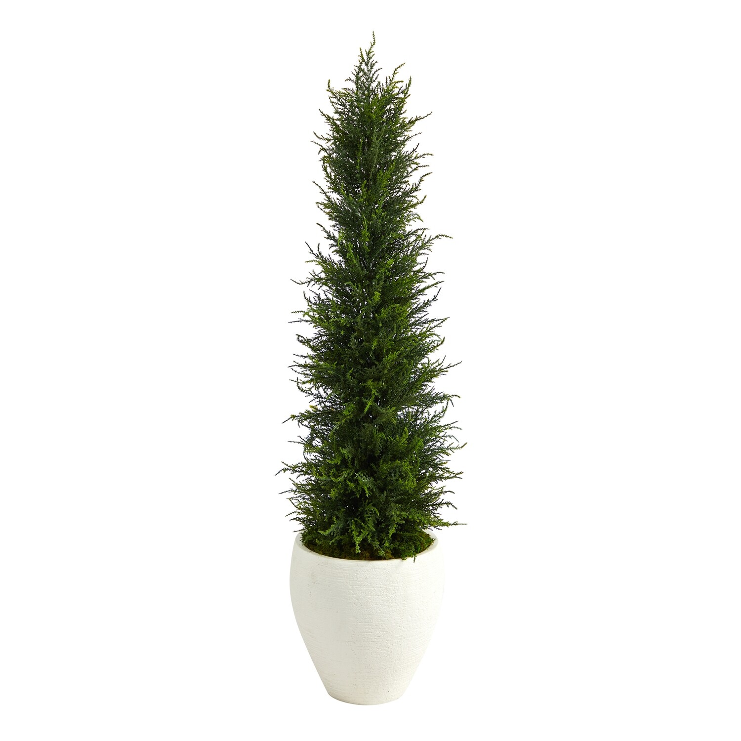 4’ Cypress Artificial Tree In White Planter UV Resistant (Indoor/Outdoor)