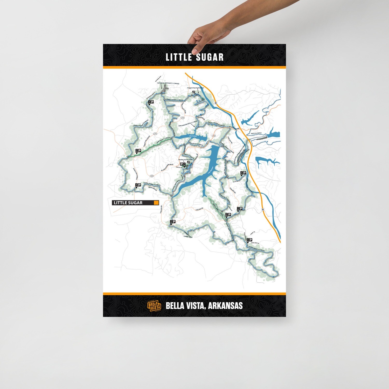 Little Sugar Unframed 24" x 36" Trail Map Poster