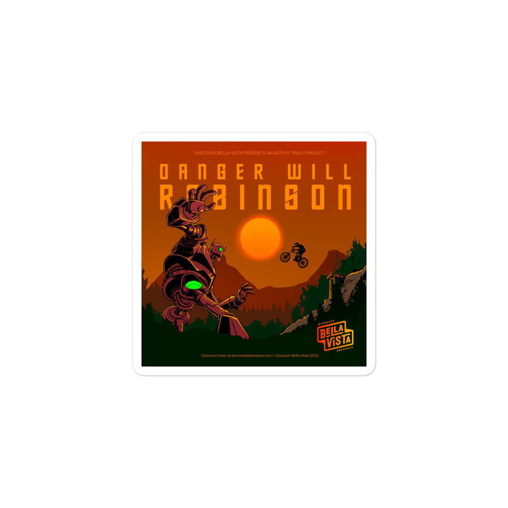 Danger Will Robinson Trail Art Sticker, Size: 3x3