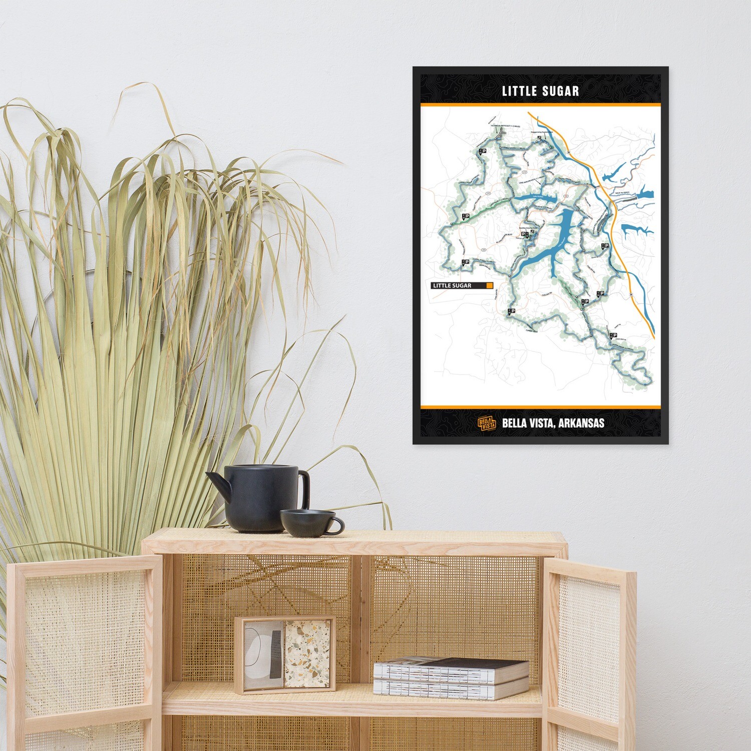 Little Sugar Map 24" x 36" Framed Poster, Color: Black