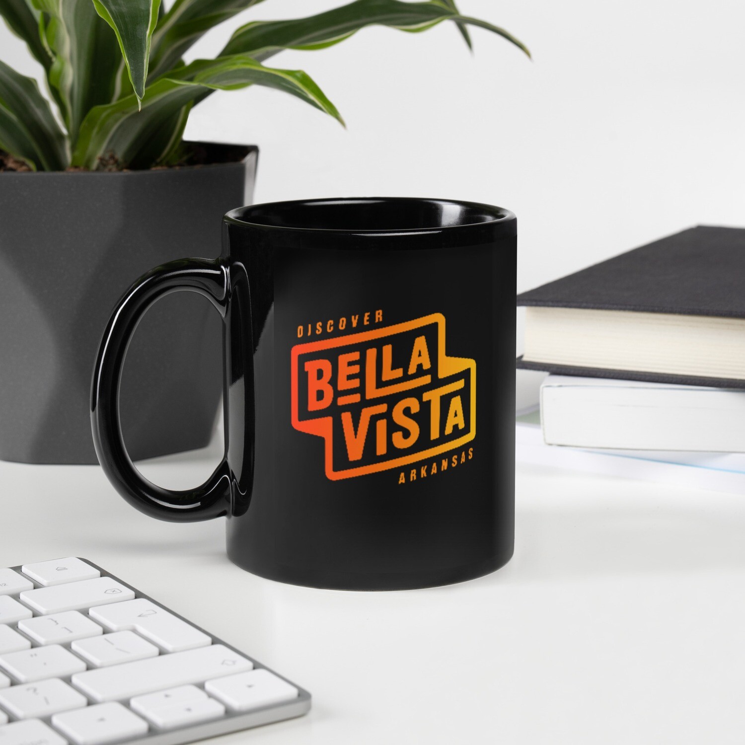 Bella Vista Black Glossy Mug