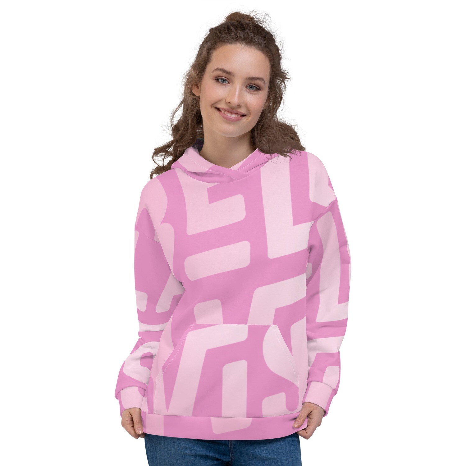 Bella Vista All-Over Print Unisex Hoodie - Pink/Rose