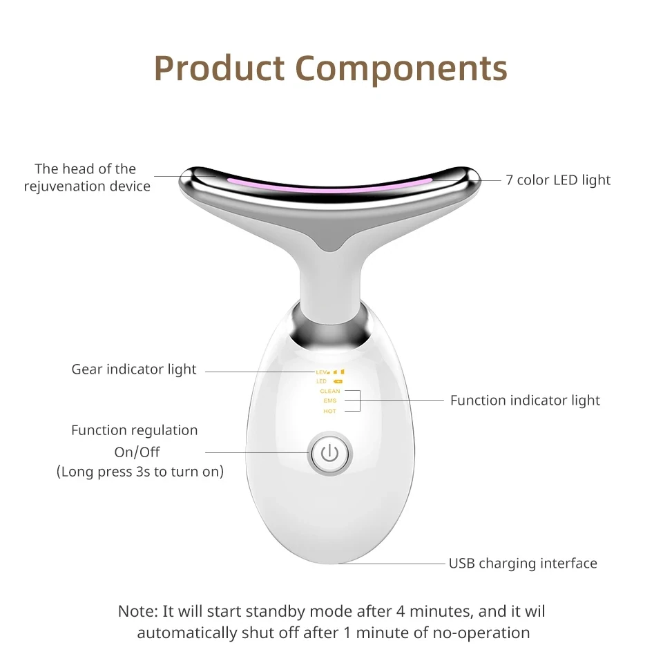 Antiwrinkle LED face and neck massager