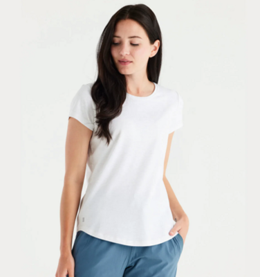 Free Fly Women's Bamboo Current Tee Heather Bright White