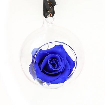Preserved Blue Rose Bauble Decoration