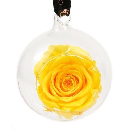 Preserved Yellow Rose Bauble Decoration