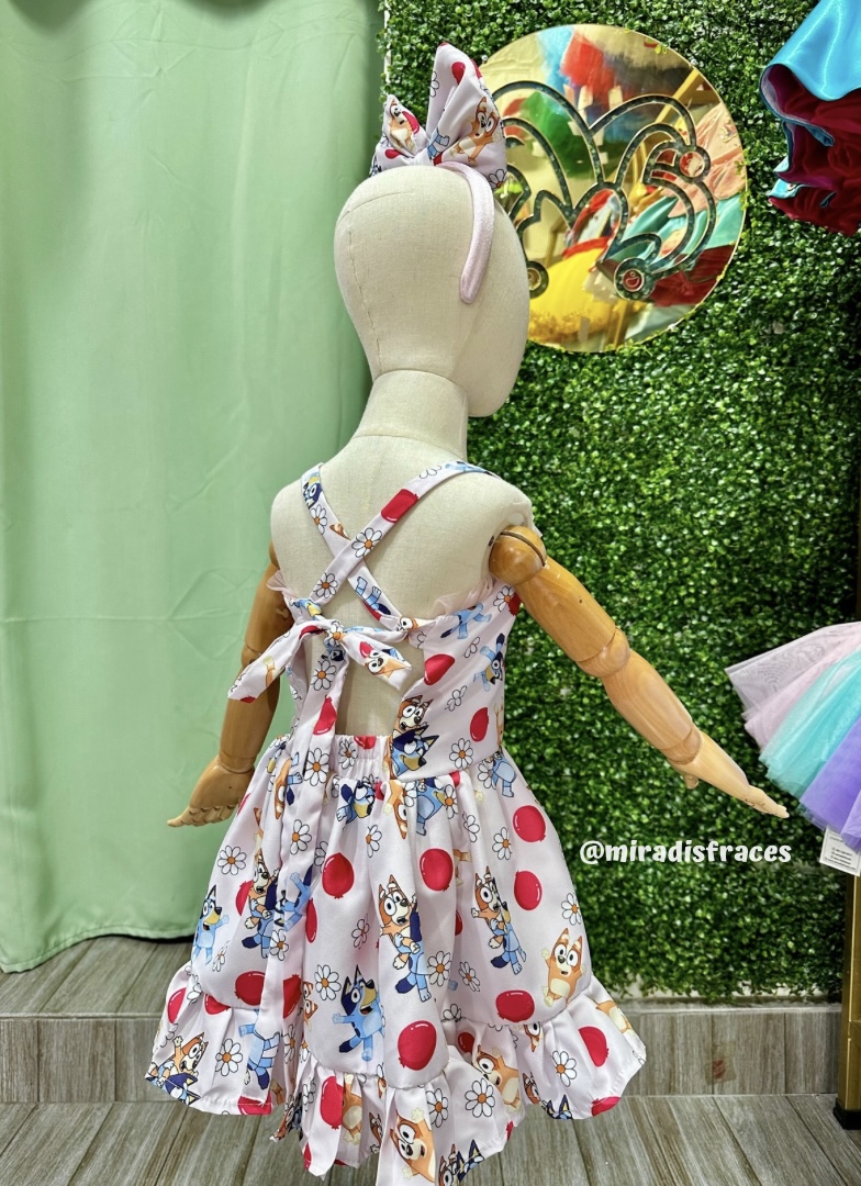 Vestido Iria Bluey y Bingo globos