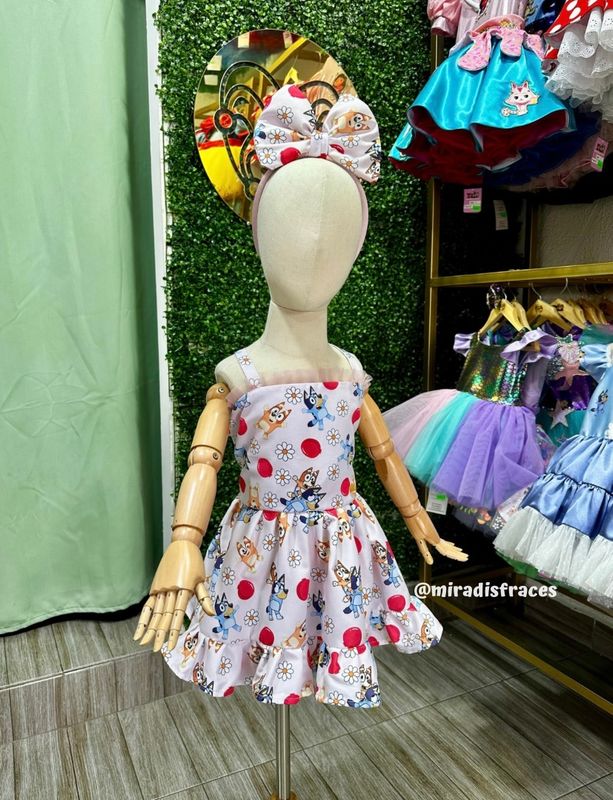 Vestido Iria Bluey y Bingo globos