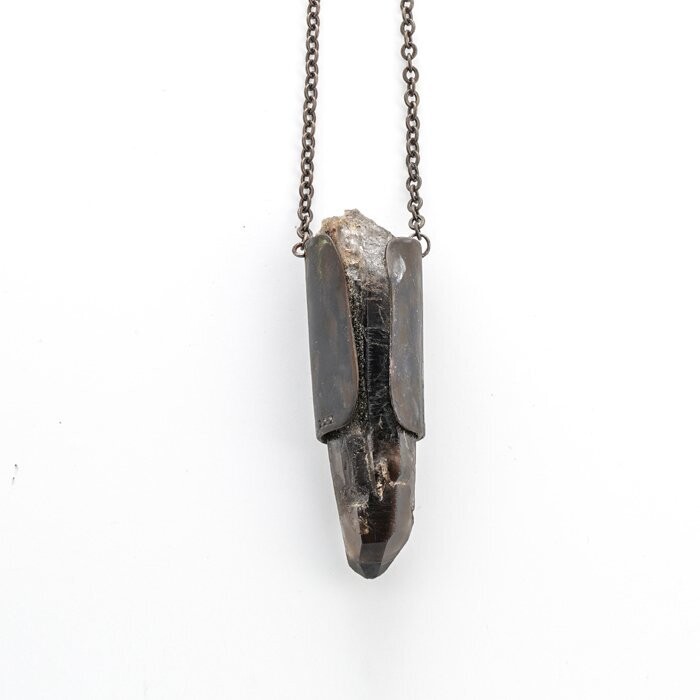 DARK BROWN SMOKY QUARTZ VESSEL NECKLACE OXY