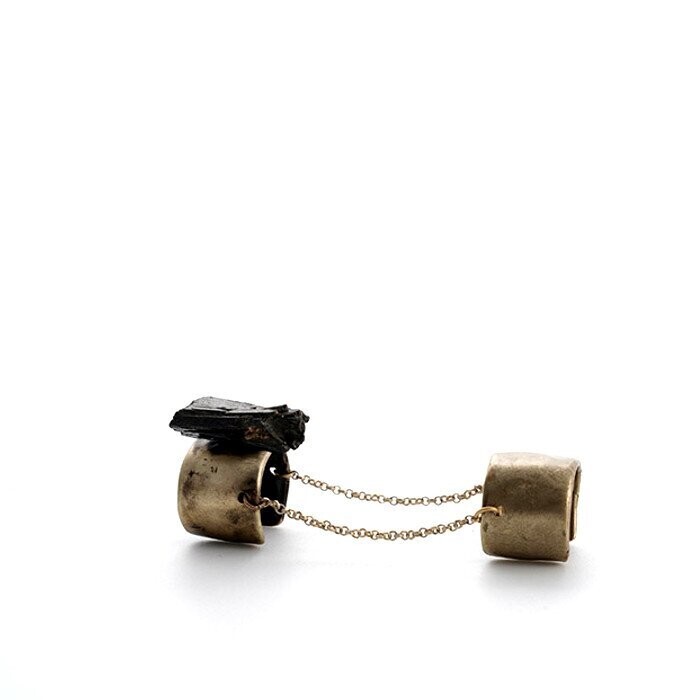 DOUBLE RING SHUNGITE GOLD