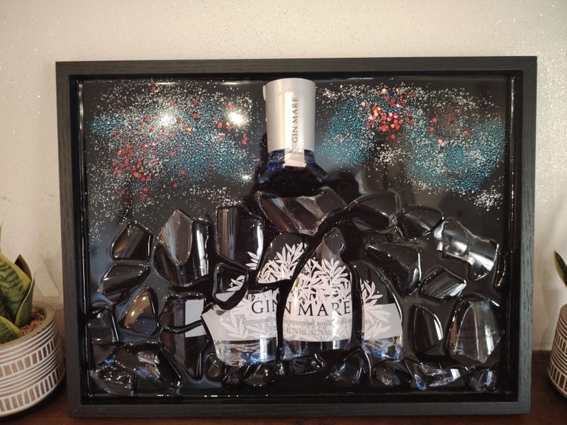 Tableau en résine - Bouteille GIN MARE