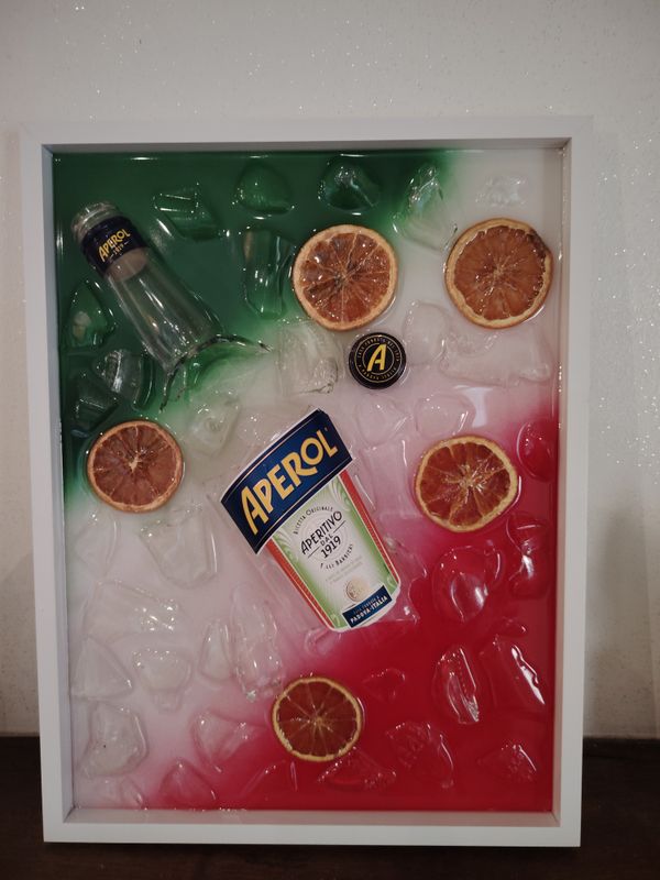 Tableau en résine - Bouteille APEROL