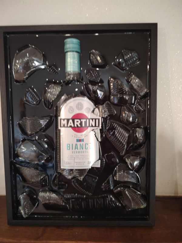 Tableau en résine - Bouteille MARTINI BLANC
