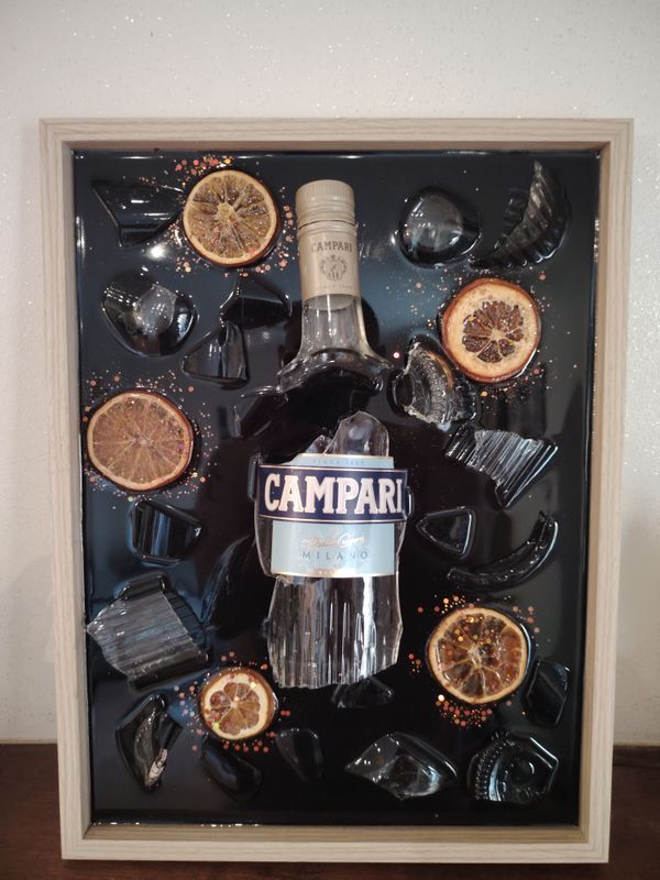 Tableau en résine - Bouteille CAMPARI